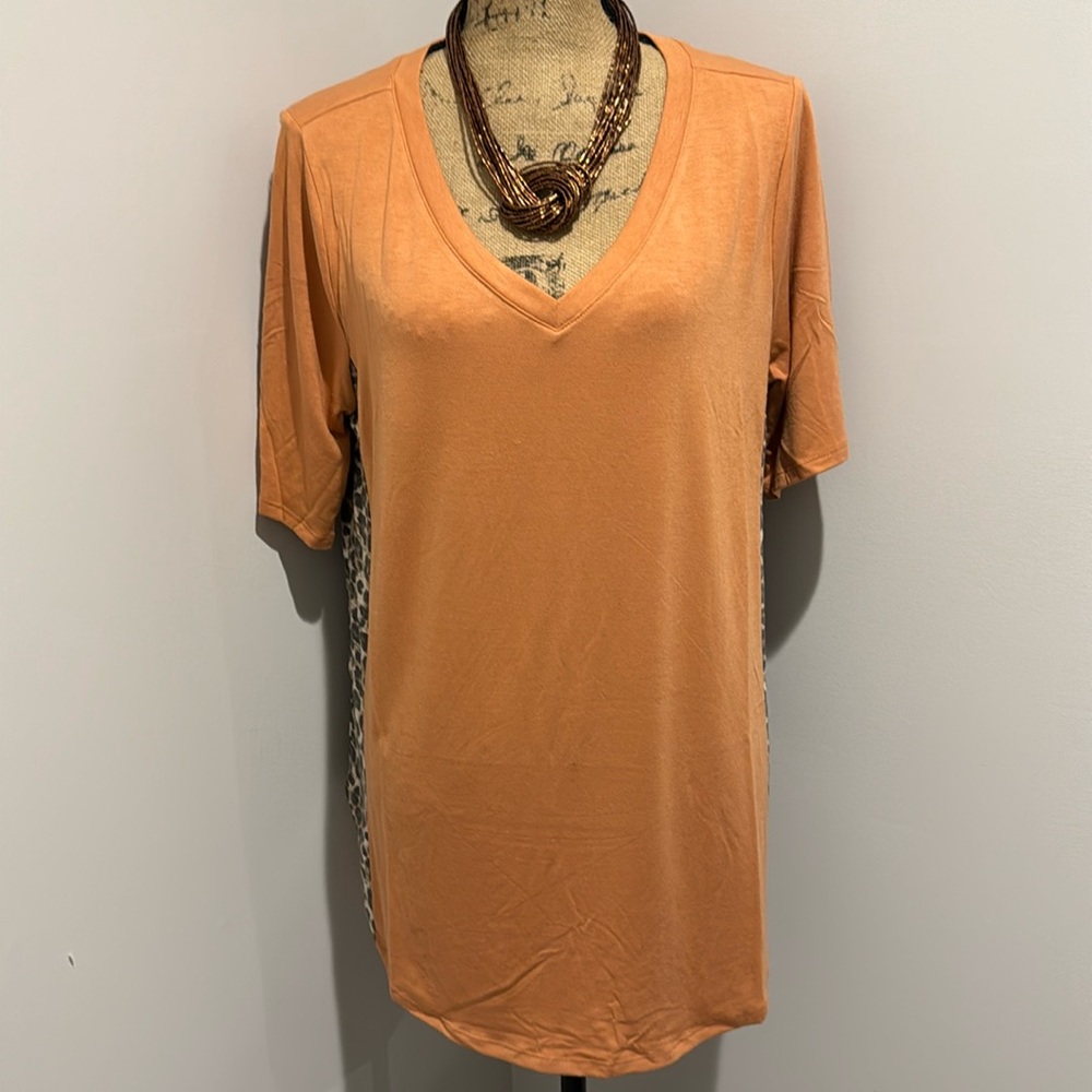 Zenana Rayon Short Sleeve V-Neck Hi-Low Hem Top